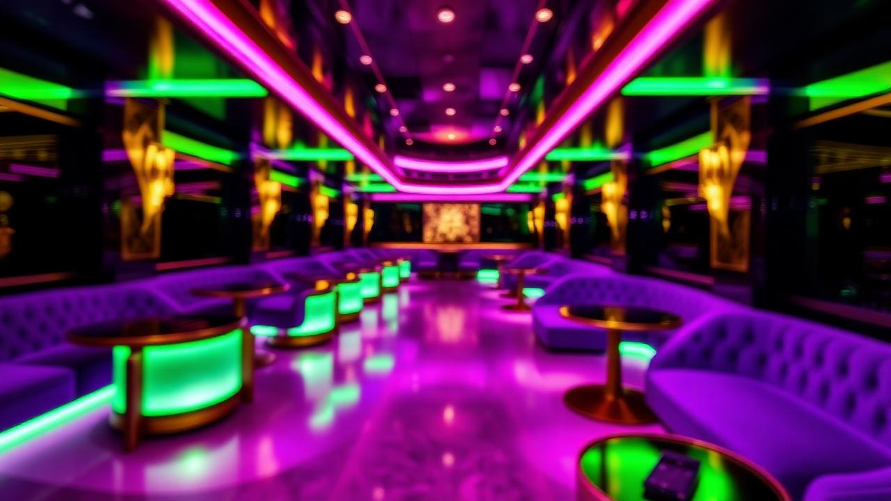 Luxueuze VIP-lounge sfeer met gedimd licht en exclusieve tafelopstelling